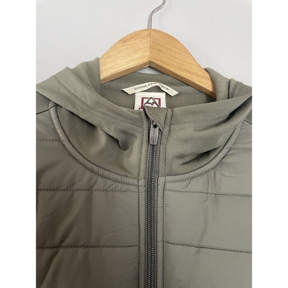 Avalanche Hoodie Zip Athletic Jacket Quilted Super Stretch Hiking Khaki Green M - Picture 3 of 5